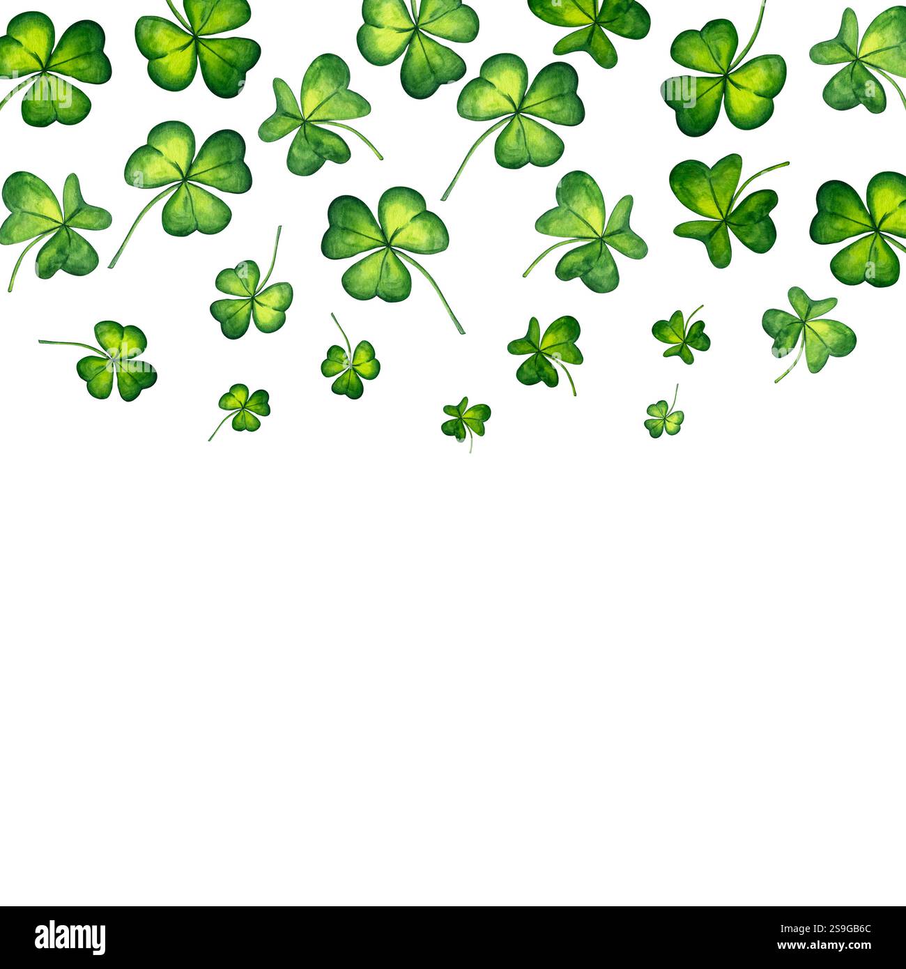 Green Banner of clover leaves with free space for text. Watercolor ...