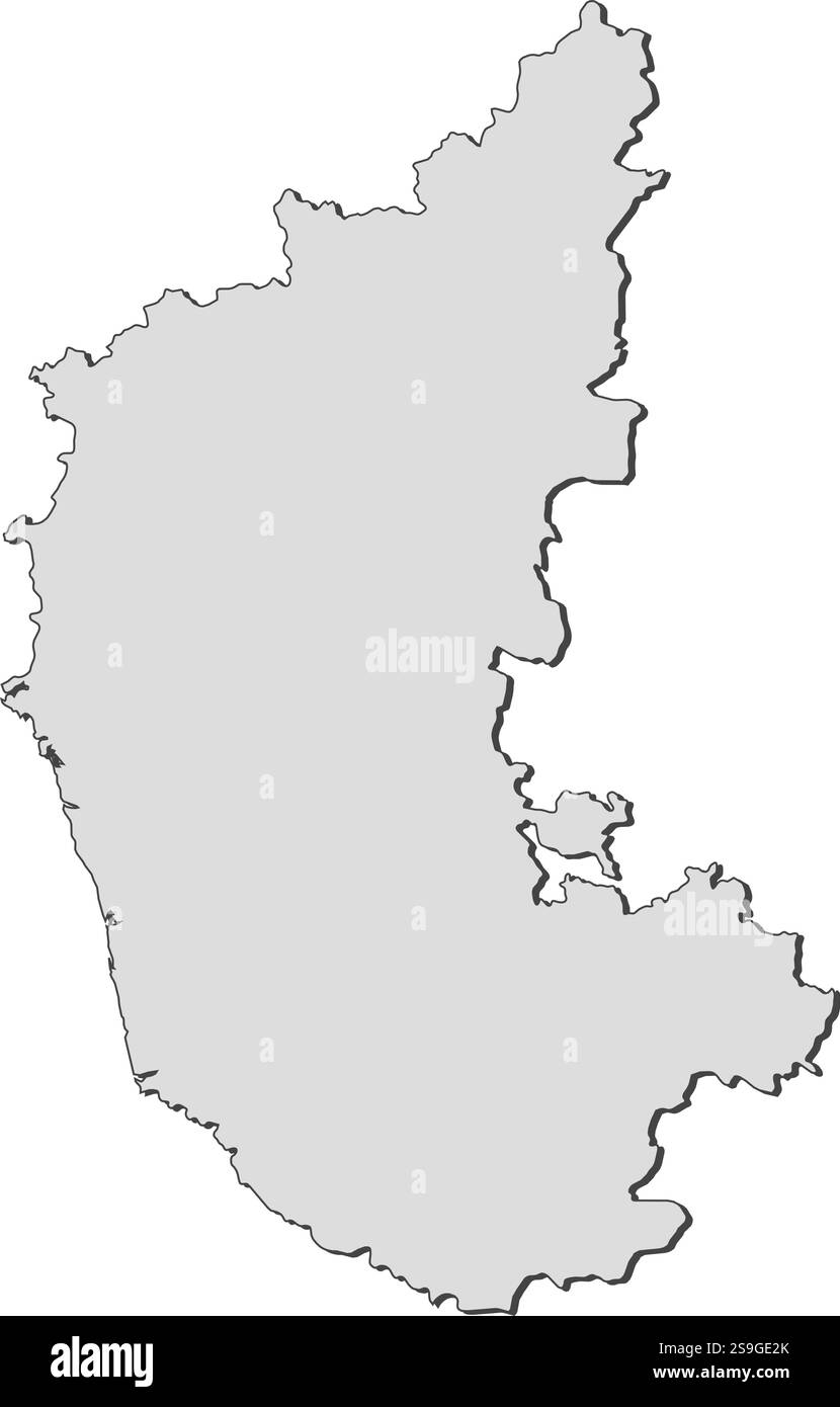 Map of Karnataka, a province of India. Stock Vector