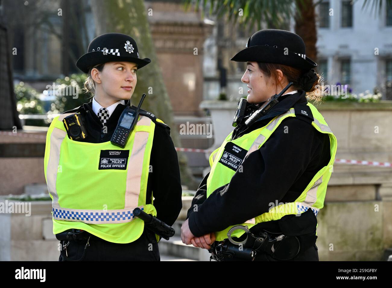 Female Metropolitan Police Officers Parliament Square Westminster 