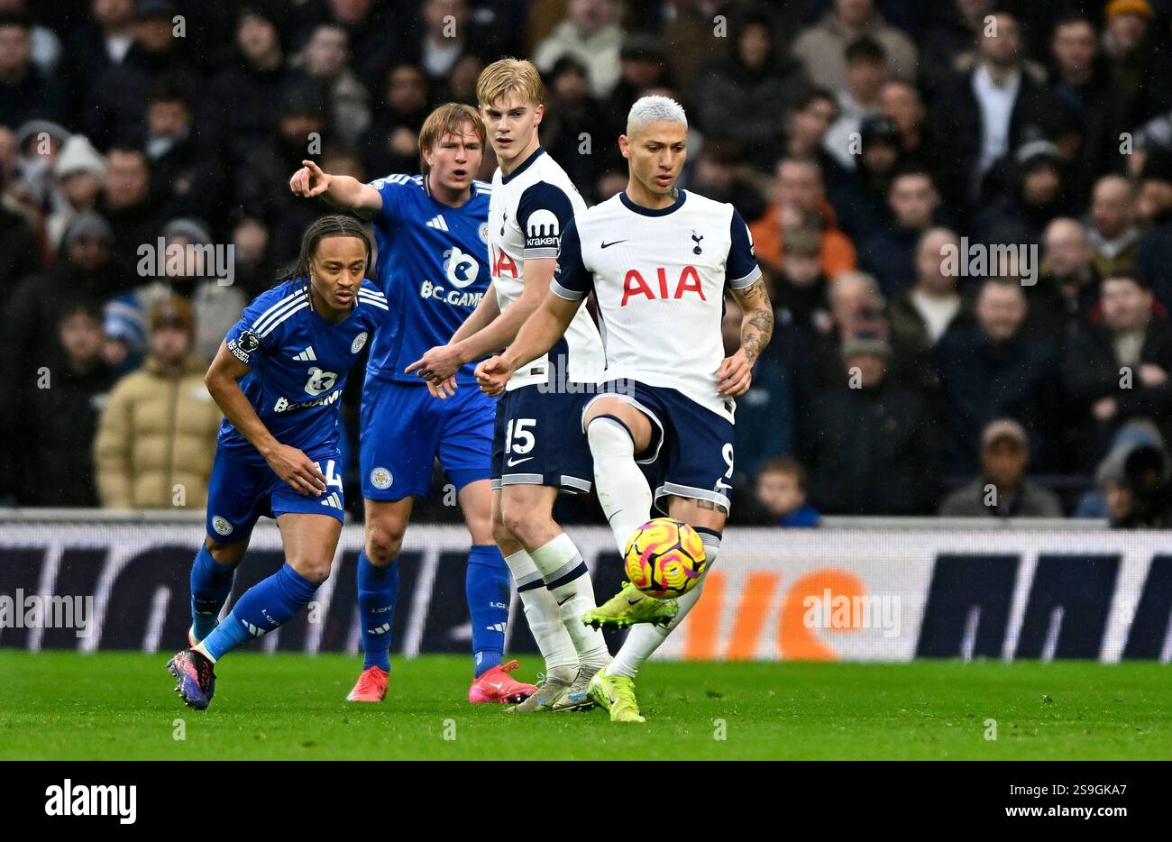 London UK 26th January 2025. Richarlison (Spurs) during the Tottenham Hotspur V Leicester City Barclays Premier League match at the Tottenham Hotspur Stadium, London. This Image is for EDITORIAL USE ONLY. Licence required from the Football DataCo for any other use. Credit: Martin Dalton/Alamy Live News Stock Photo