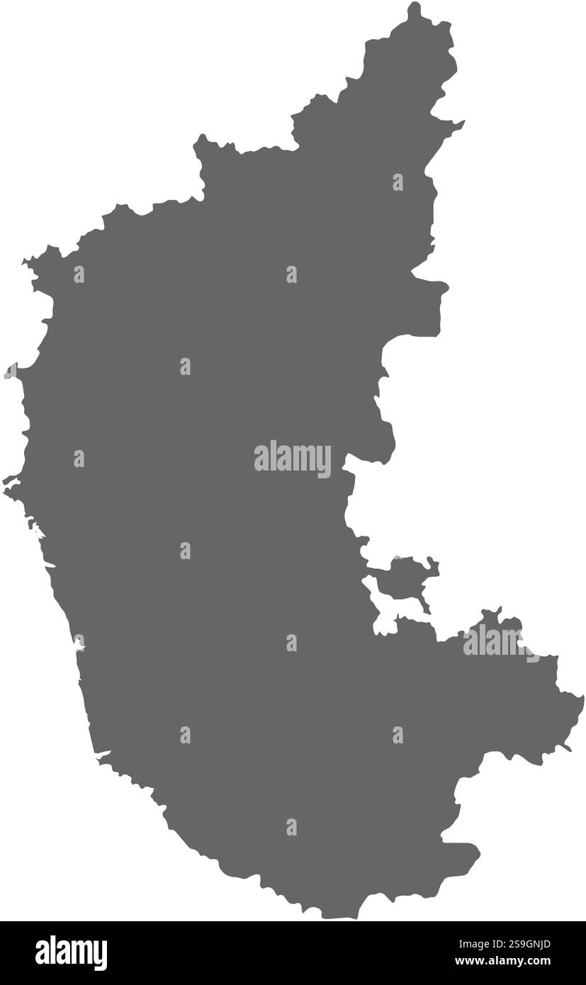 Map of Karnataka, a province of India. Stock Vector
