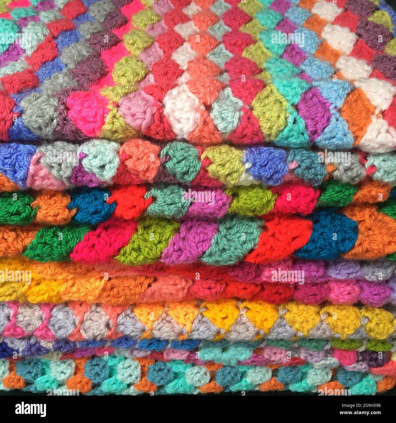 Crocheted blankets Stock Photo