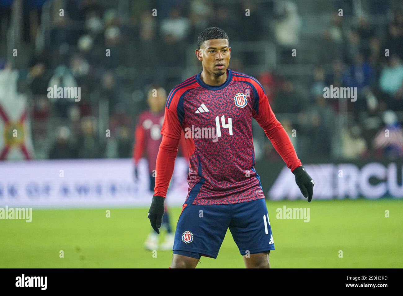 Orlando, Florida, January 22, 2025,  Costa Rica forward Erson Josimar Méndez James #14 in a Friendly Match at Exploria Stadium.  (Photo Credit:  Marty Jean-Louis) Stock Photo
