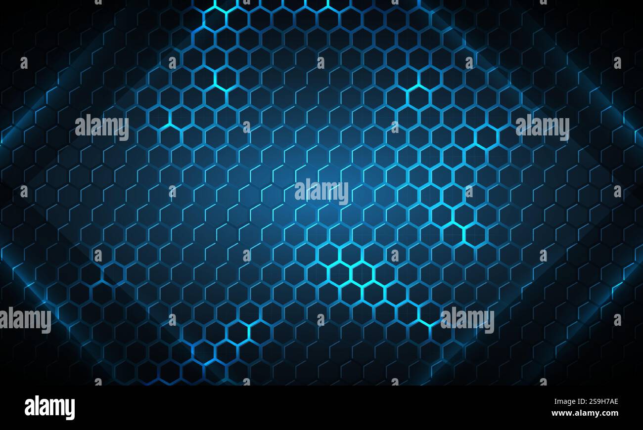 Hexagon gaming technology vector dark blue abstract background with ...