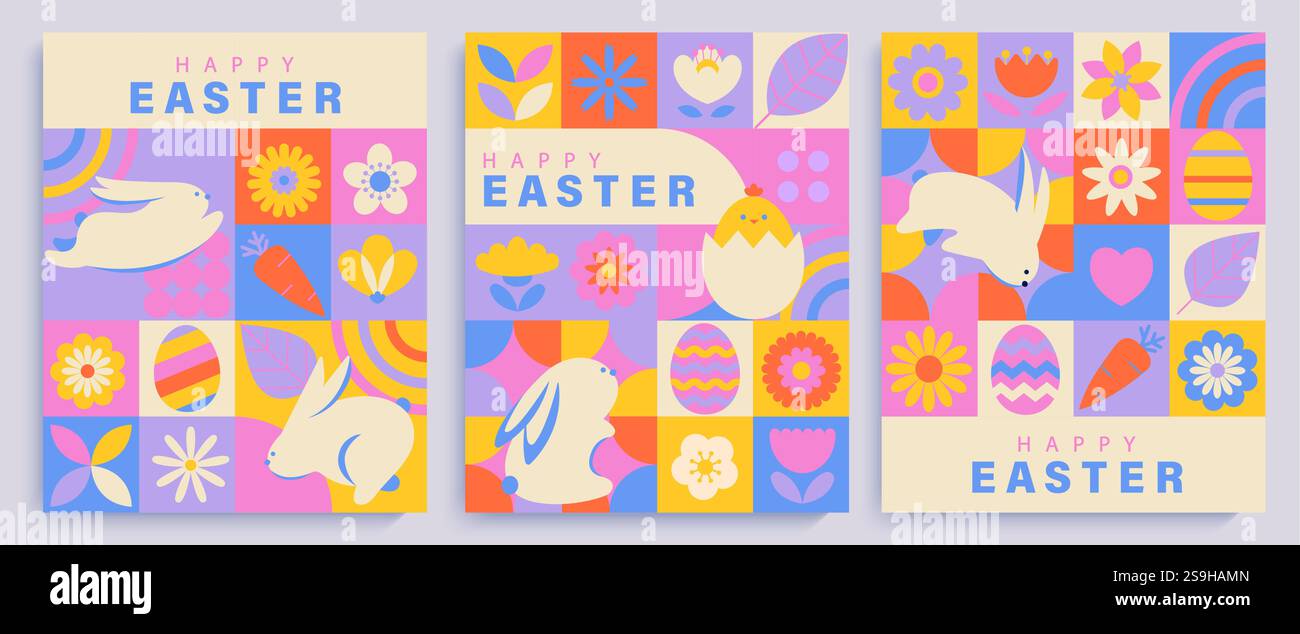 Set banners, flyers for Happy Easter. Stock Vector
