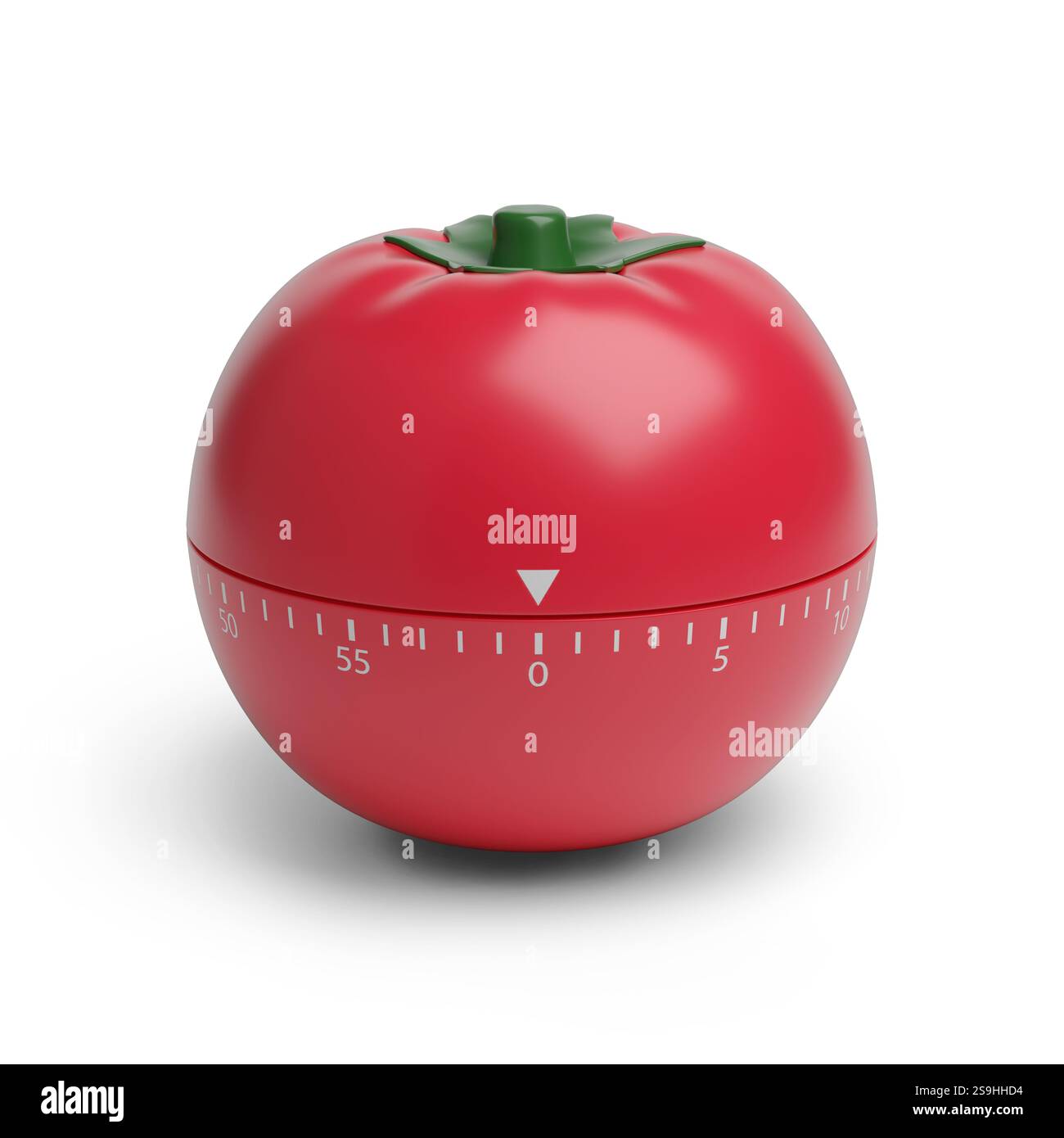 Tomato shaped kitchen timer isolated on white background. Pomodoro