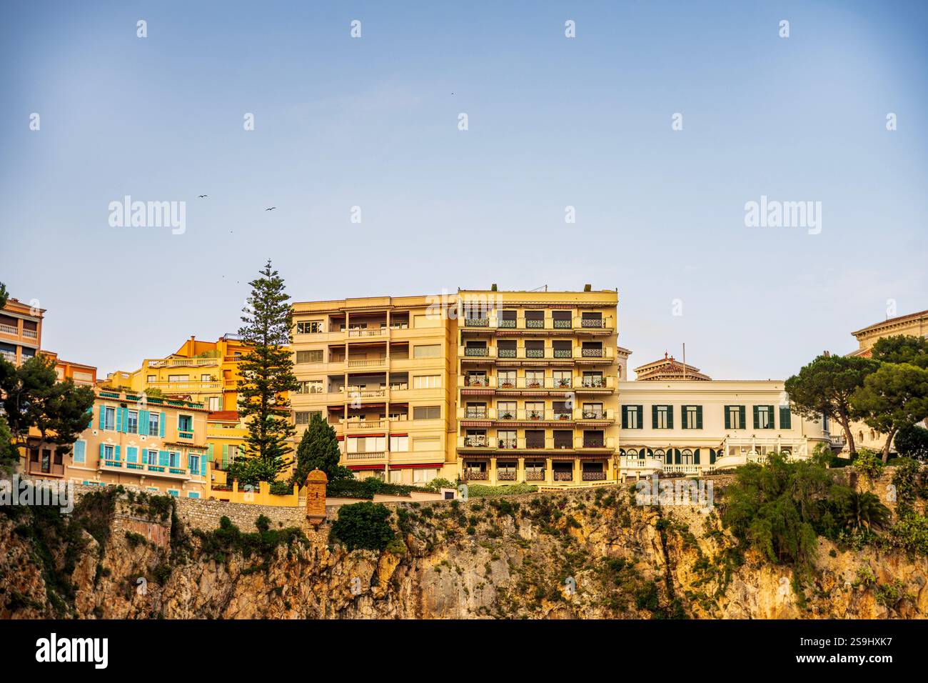 House facades of luxury apartment buildings in Monte Carlo, Monaco ...