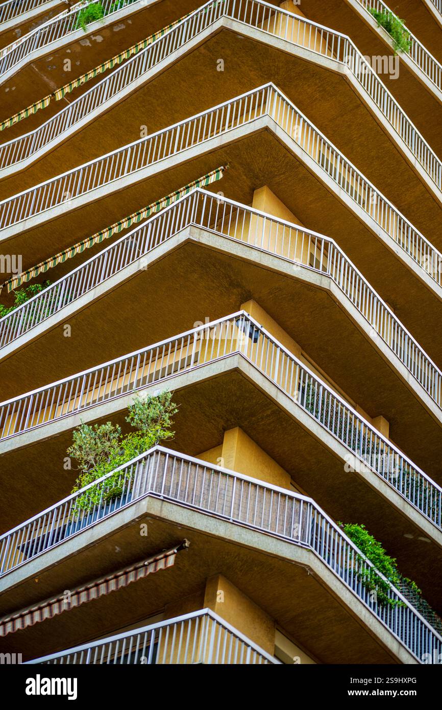 House facades of luxury apartment buildings in Monte Carlo, Monaco ...