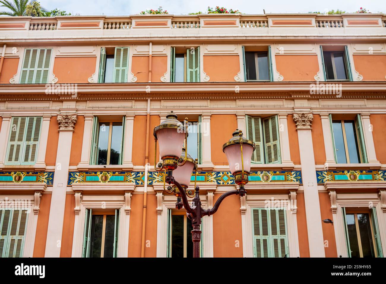 House facades of luxury apartment buildings in Monte Carlo, Monaco ...