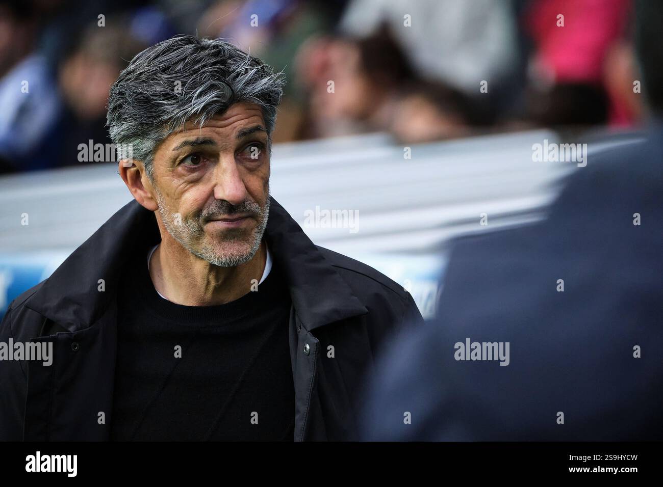 Donostia / San Sebastián, Gipuzkoa, Spain - 26th January 2025: Imanol Alguacil's portrait before Real Sociedad vs Getafe match, part of Spain's LaLiga EA SPORTS, held at Reale Arena Stadium. Credit: Rubén Gil/Alamy Live News. Stock Photo