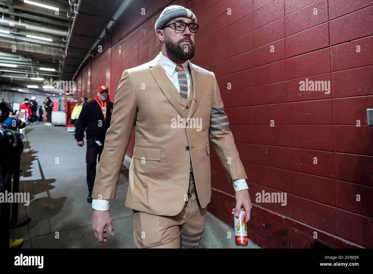 Kansas City Chiefs tight end Travis Kelce arrives to Arrowhead Stadium