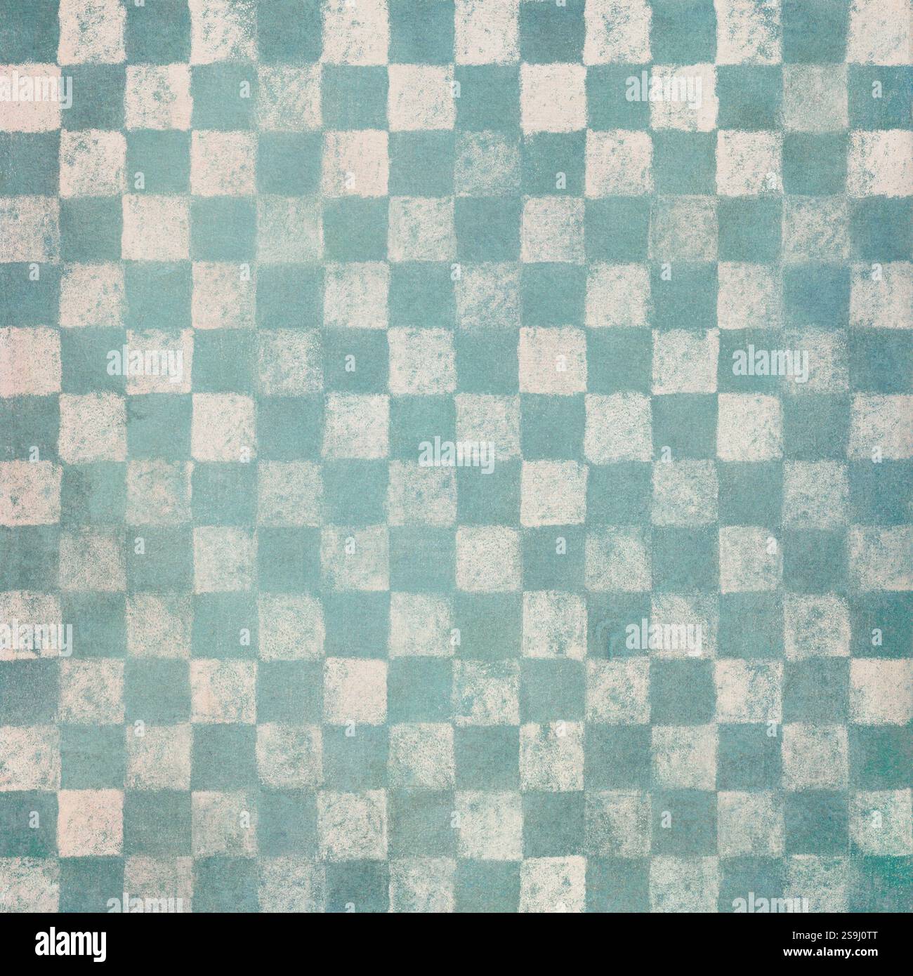 Hand painted mixed media vintage style chequerboard pattern. NOT ...