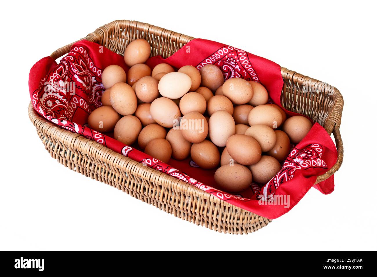 Basket with barn eggs Stock Photo