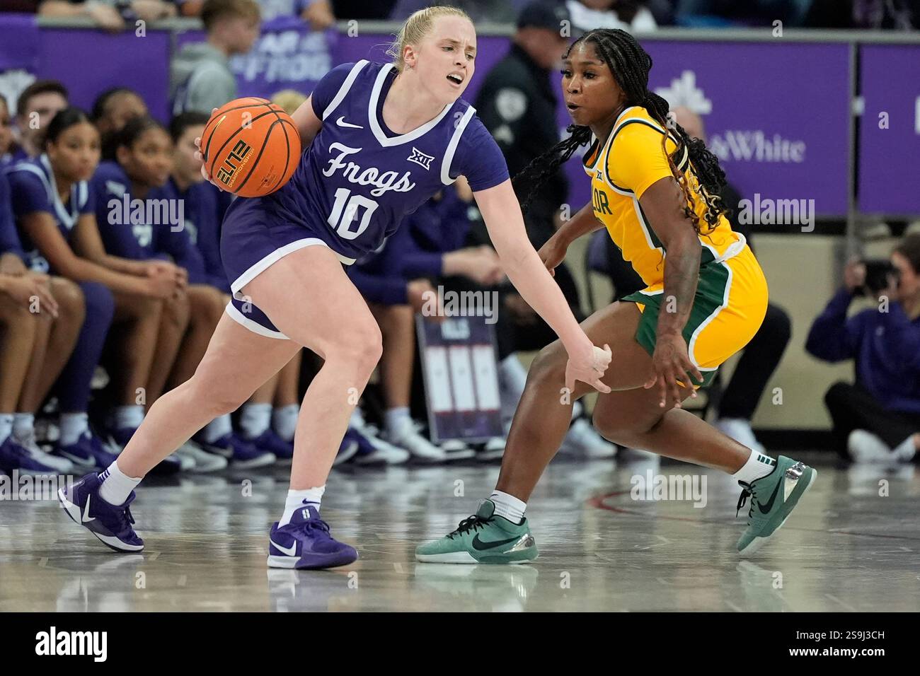 Hailey Guard TCU guard Hailey Van Lith (10) drives against Baylor guard Aliyah ...