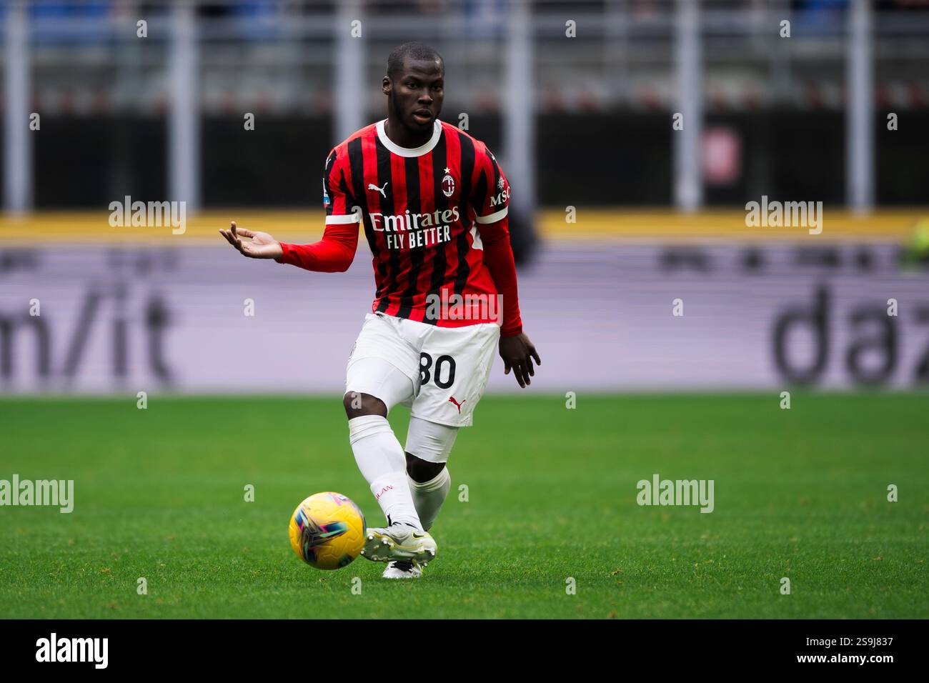 Musah Milan, Italy. 26 January 2025. Yunus Musah of AC Milan in action during ...
