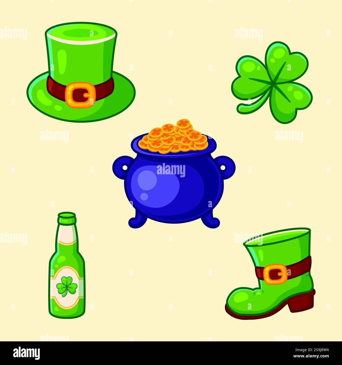 Set of elements for St Patrick's day. Vector illustration. Stock Vector