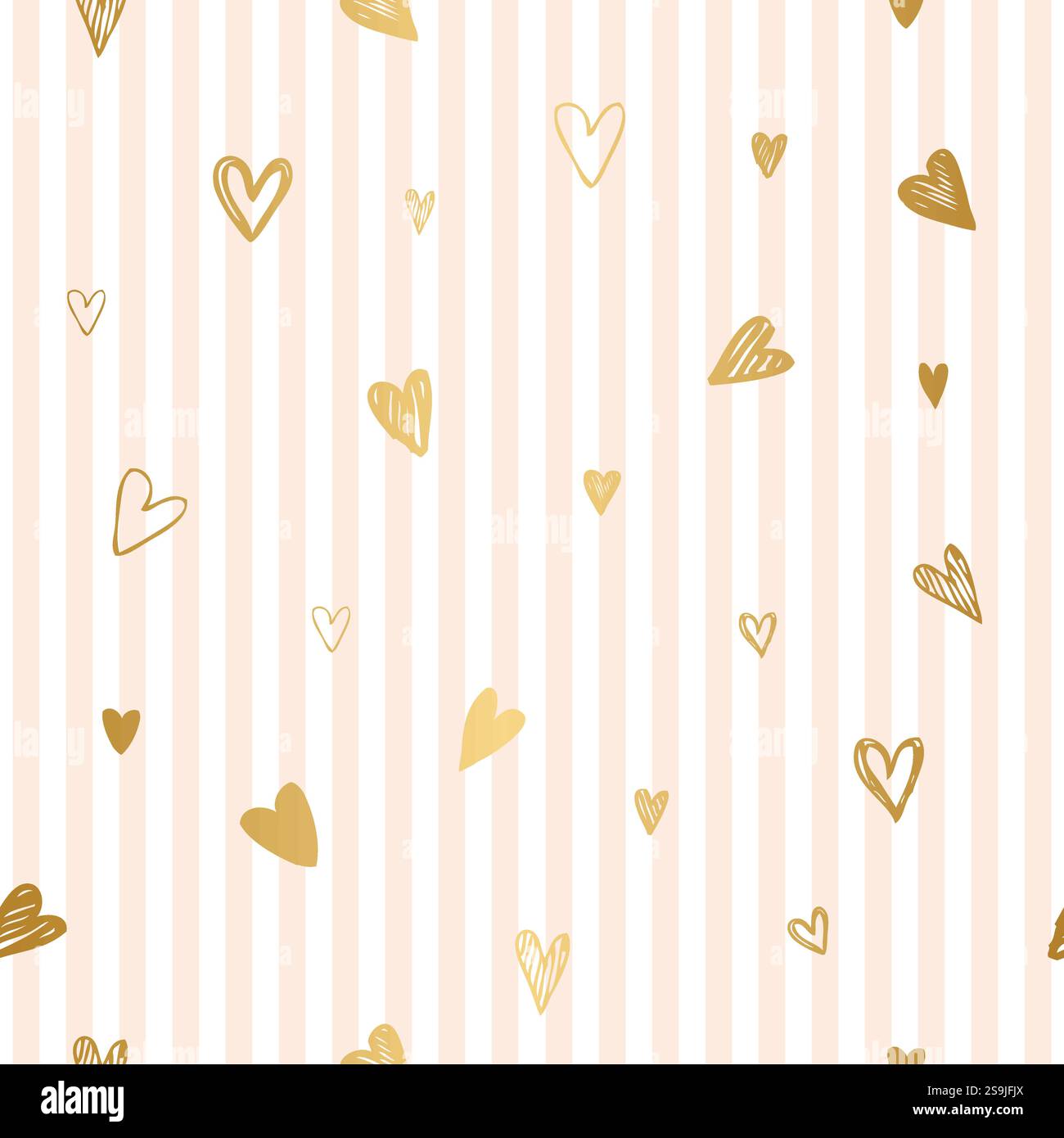 Cute Background with golden hearts, decorative template Stock Vector ...