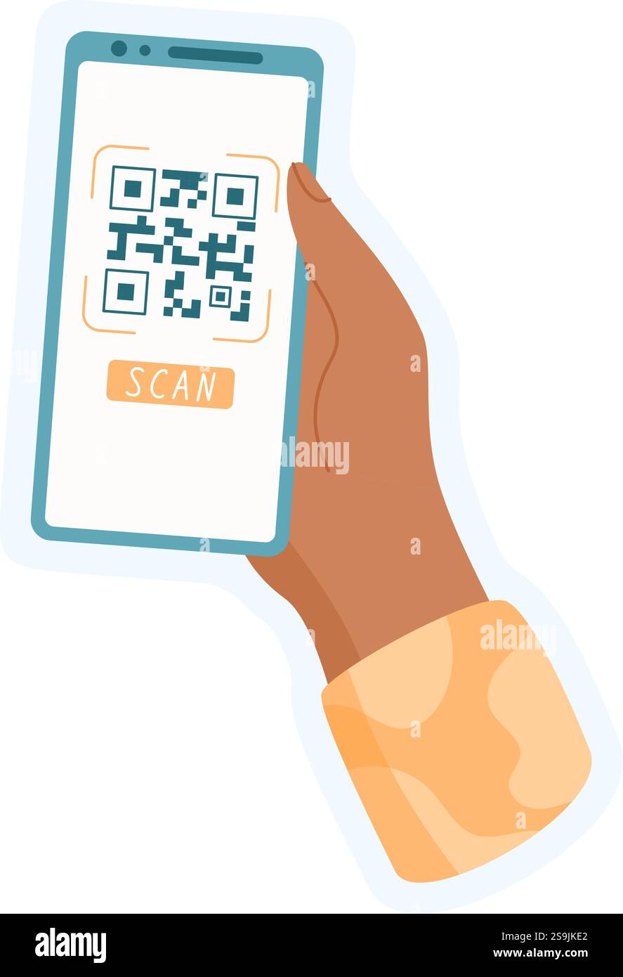 Qr code hand hold Cut Out Stock Images & Pictures - Alamy