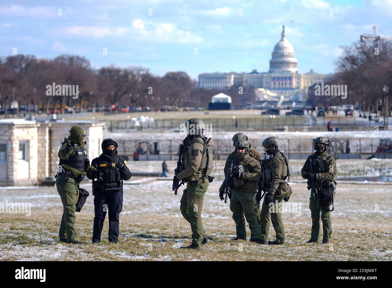Officials patrol the National Mall during the 60th Presidential