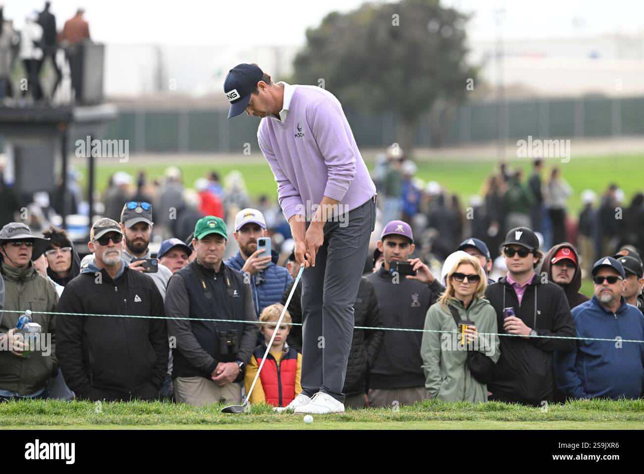 Harris English putts on the 11th hole on the South Course at Torrey