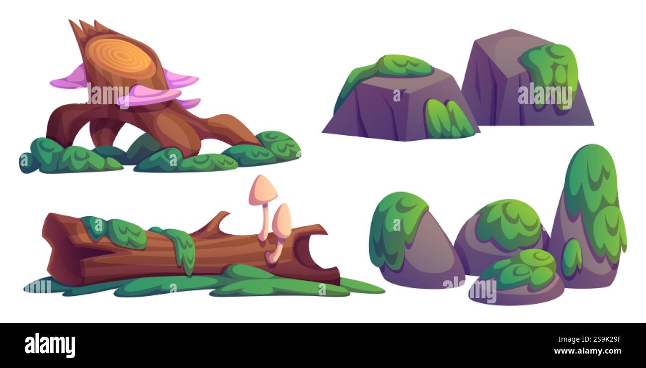 Fallen log tree forest Stock Vector Images - Alamy, image size:1300x740