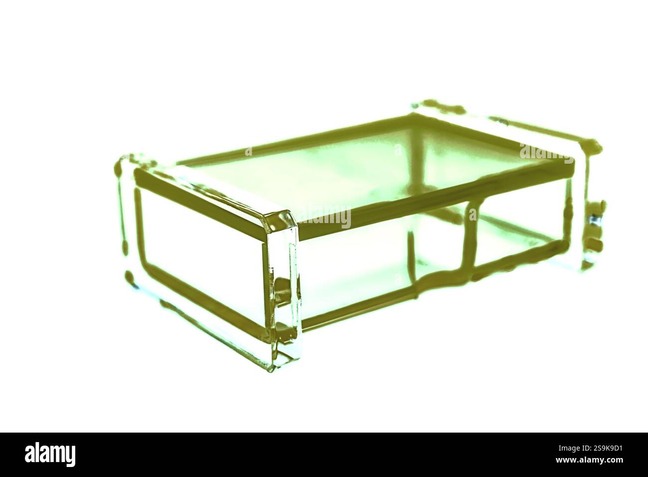 abstract green transparent plastic box on white background Stock Photo