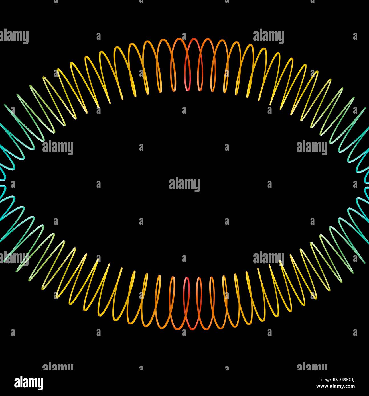 Rainbow Coil Spring on black background Stock Photo
