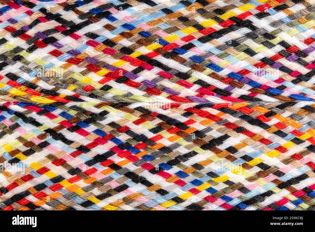 striped multicolored fabric, macro view Stock Photo