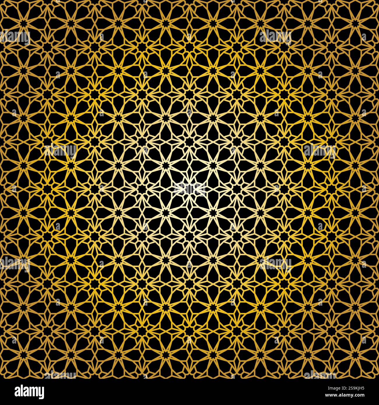 Geometric gold lace seamless pattern. Arabic tile lattice vector background. Stock Vector