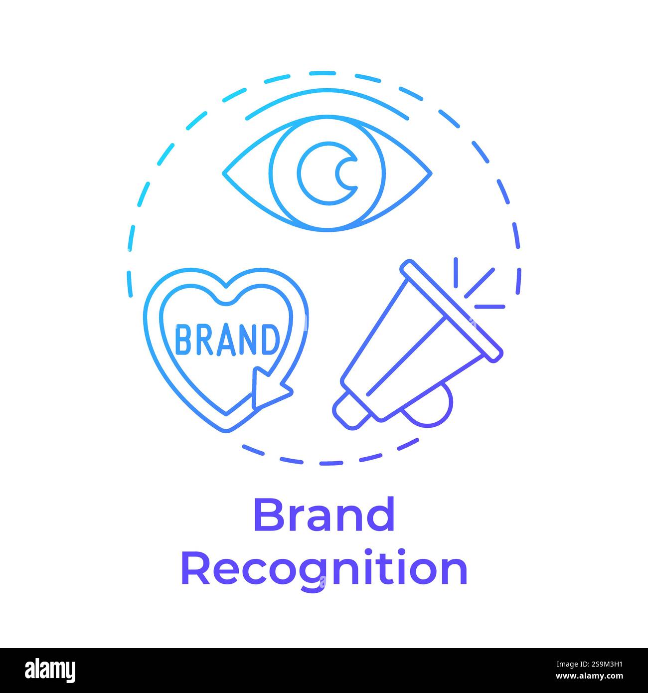Brand recognition blue gradient concept icon Stock Vector