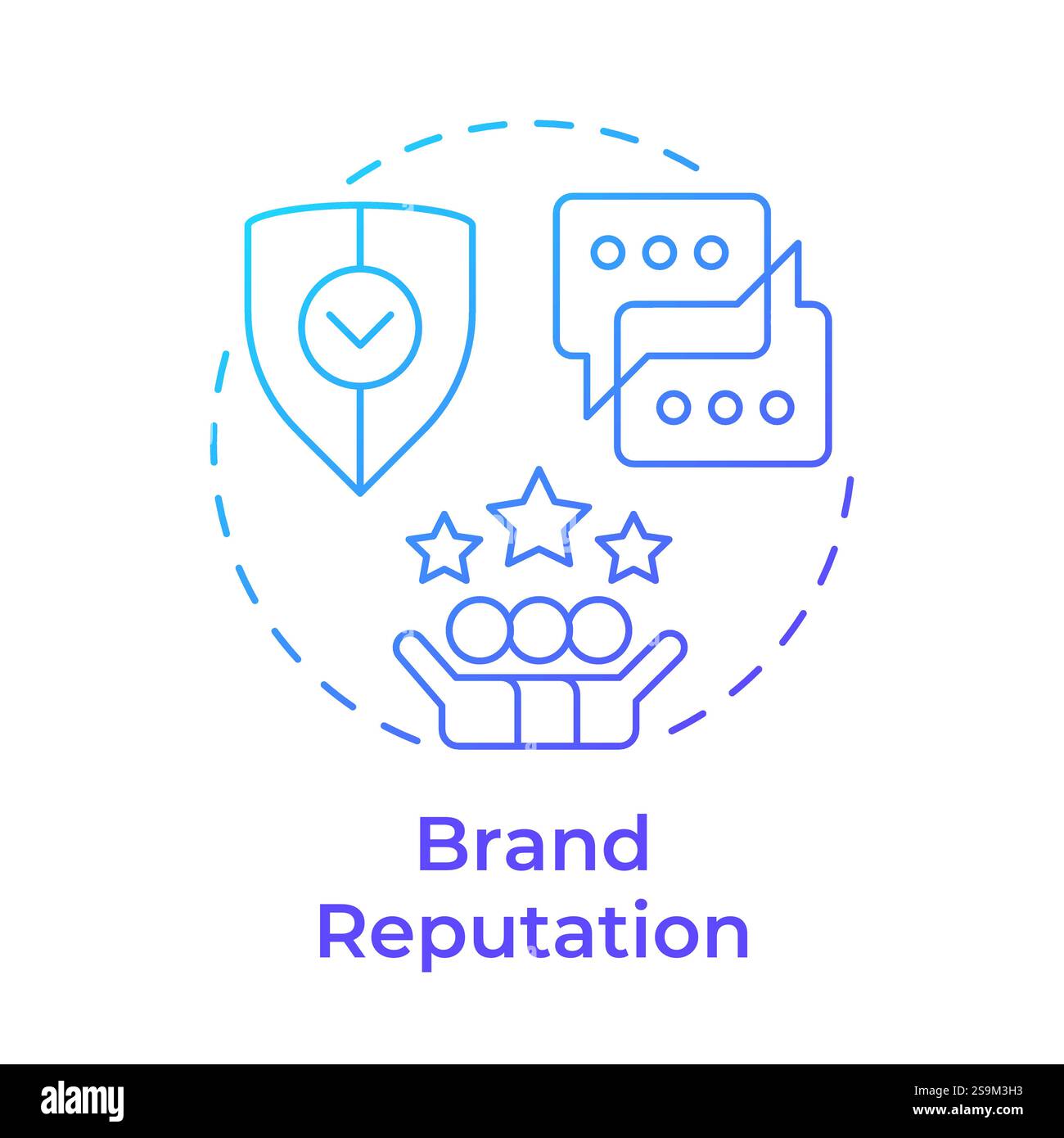 Brand reputation blue gradient concept icon Stock Vector