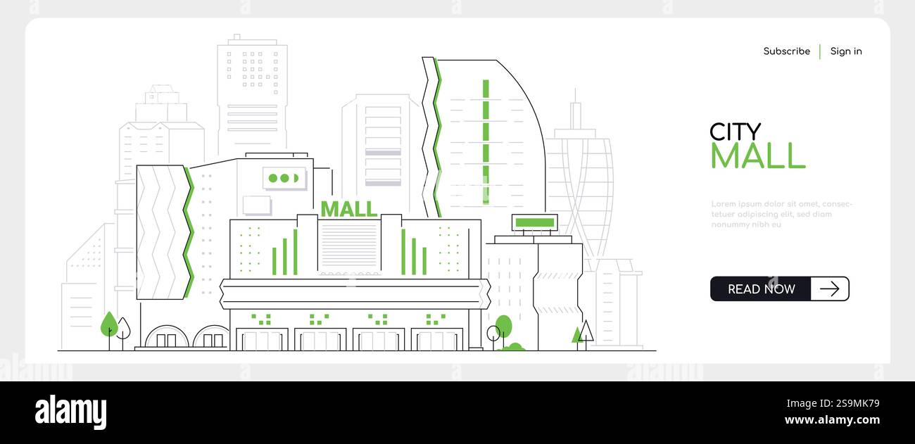 City mall - modern thin line design style vector banner Stock Vector ...