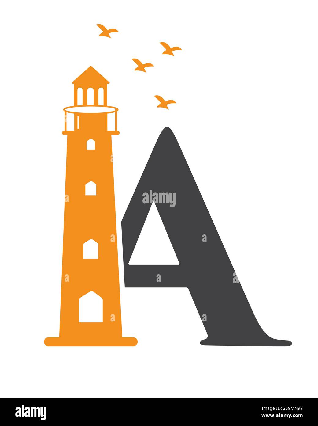 Initial Letter A Light House Logo Design Vector Template Stock Vector