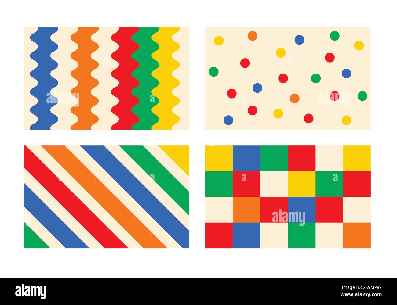 Retro colored geometric abstract background set Stock Vector