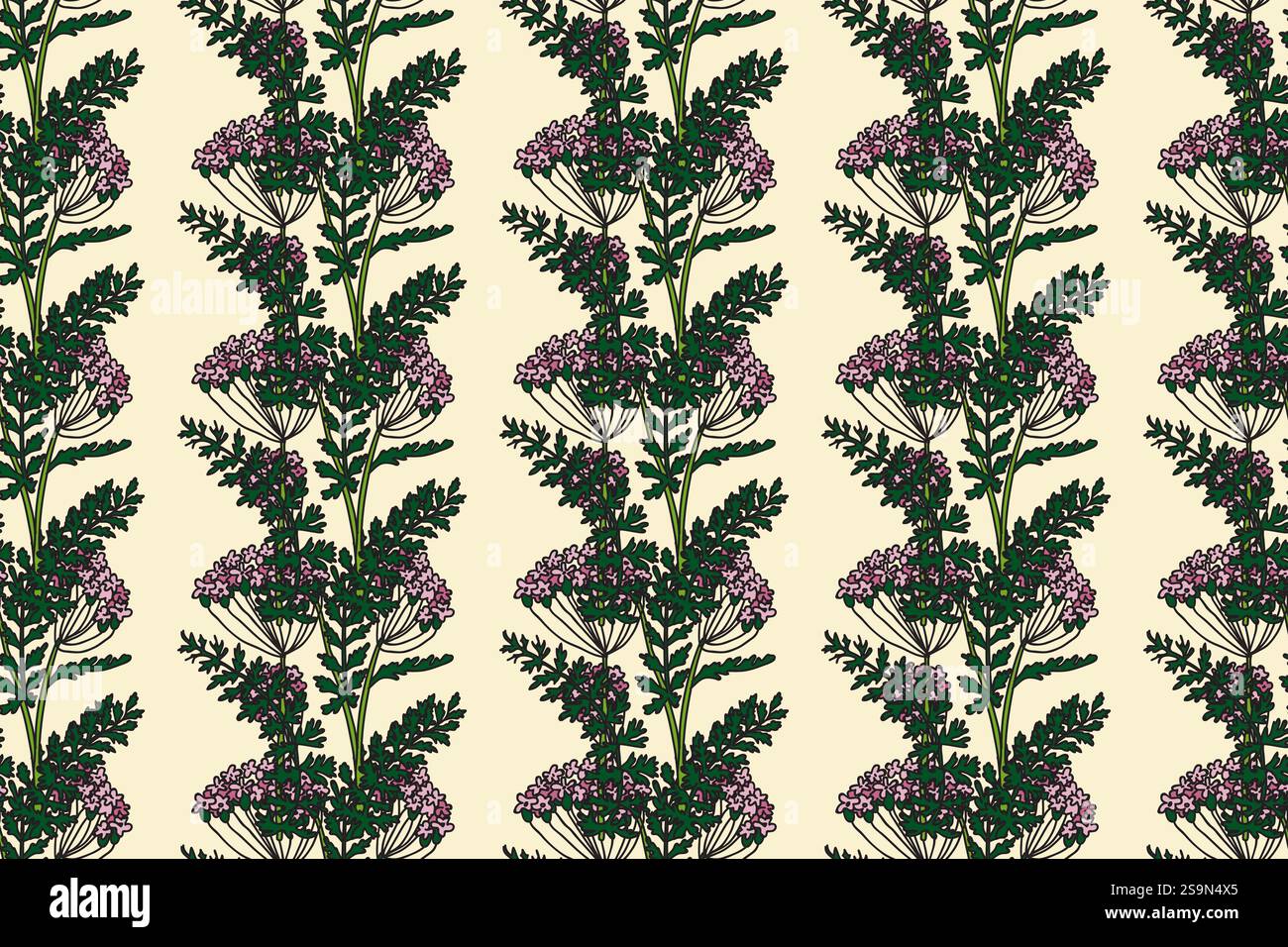 Botanical floral seamless pattern vector illustration. Repeating hand ...