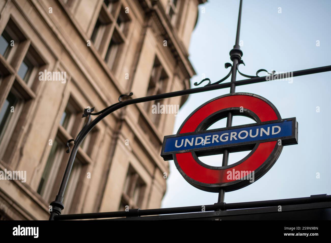 Iconic underground tube sign in Westminster London England Stock Photo