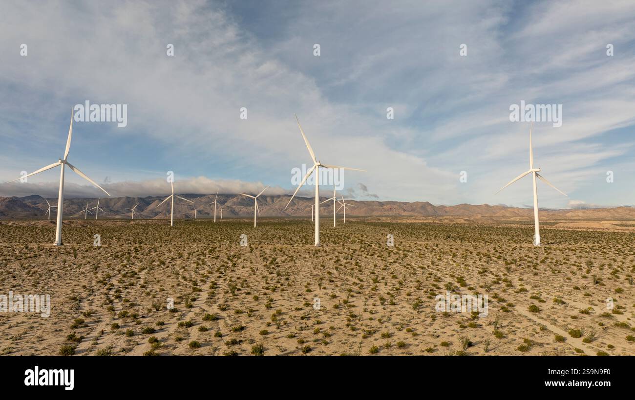 Multiple wind turbines in California dry barren desert Stock Photo - Alamy