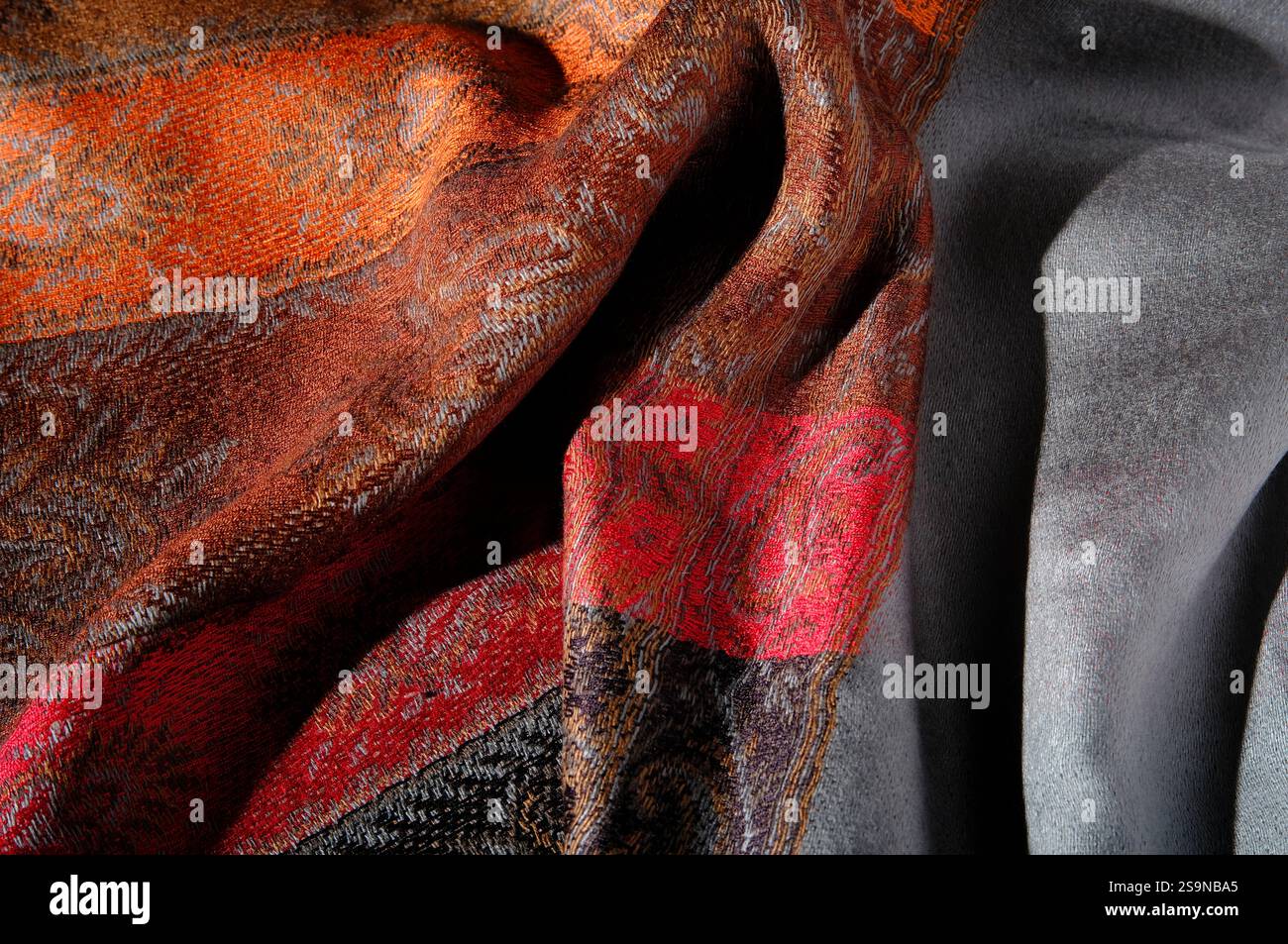 colourful silk style scarf fabric Stock Photo