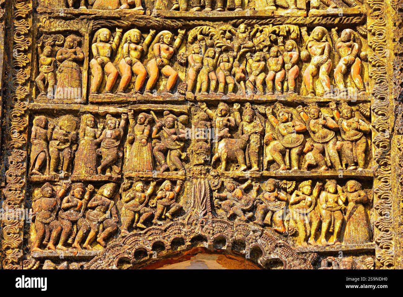 View of the terracotta Jaleshwar-Phuleshwar Shiva Temple located within ...