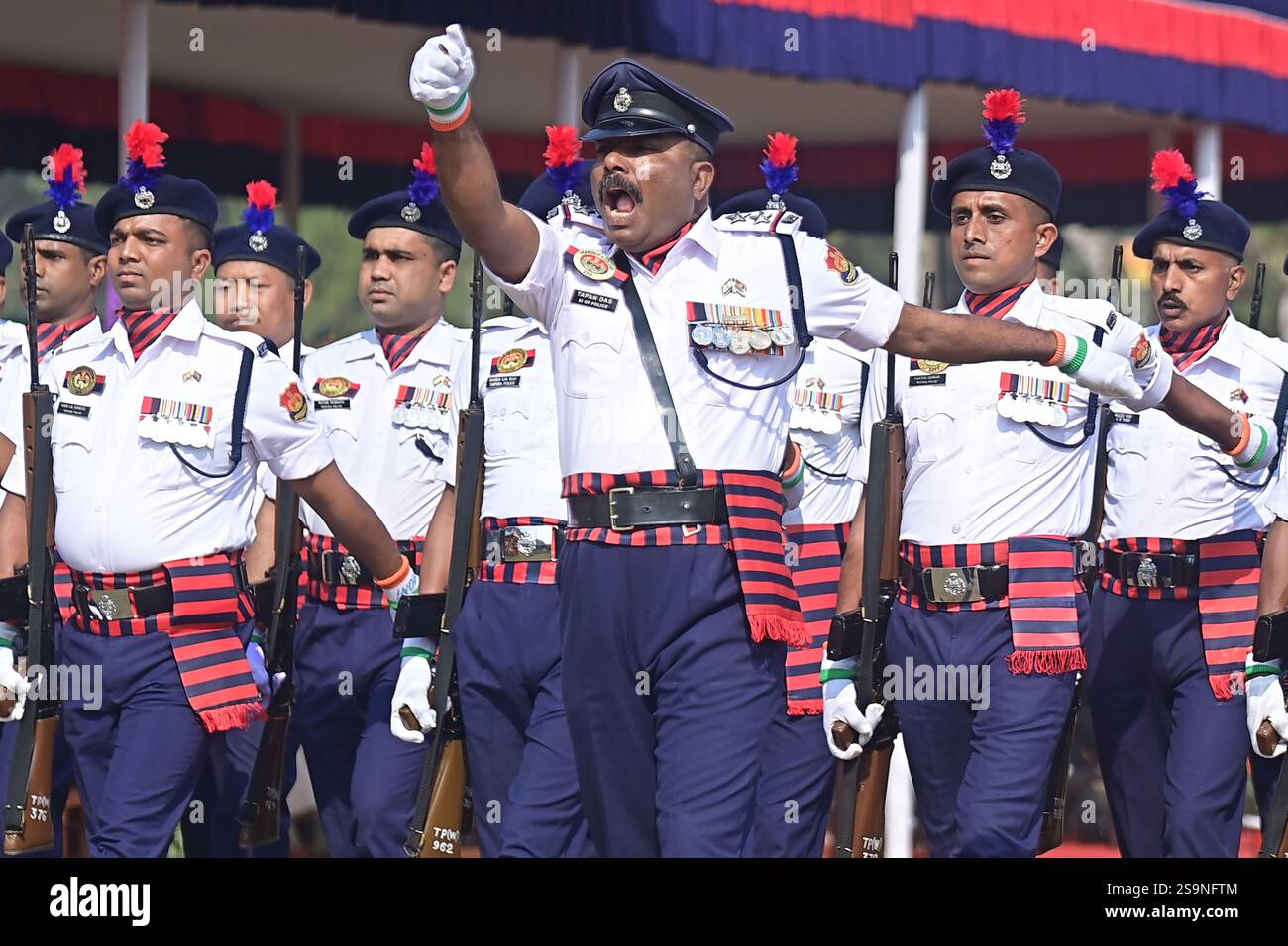 Police Officials At A Parade In Celebration Of 150 Years Of Tripura police-officials-at-a-parade-in-celebration-of-150-years-of-tripura