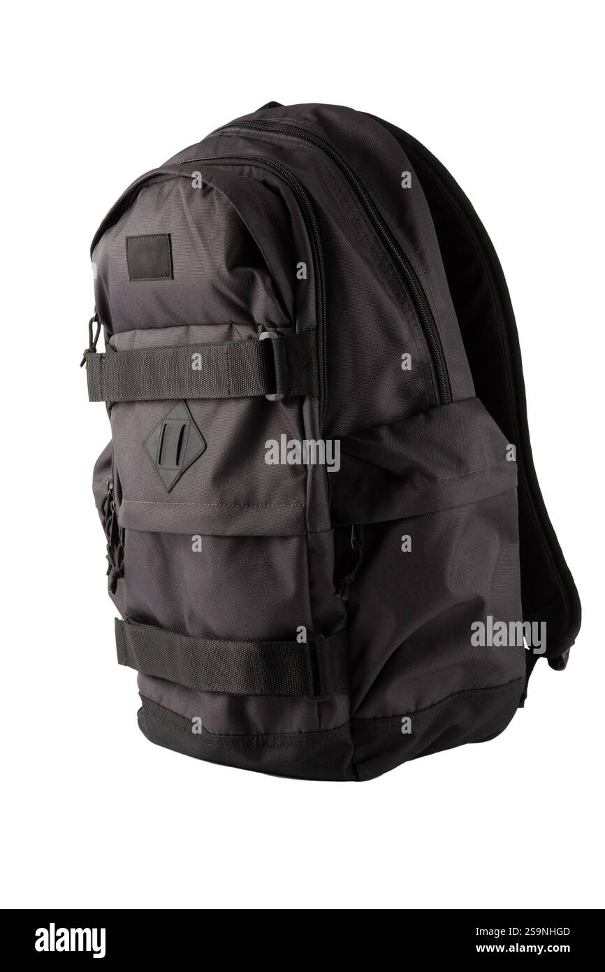 Black backpack isolated on white background Stock Photo