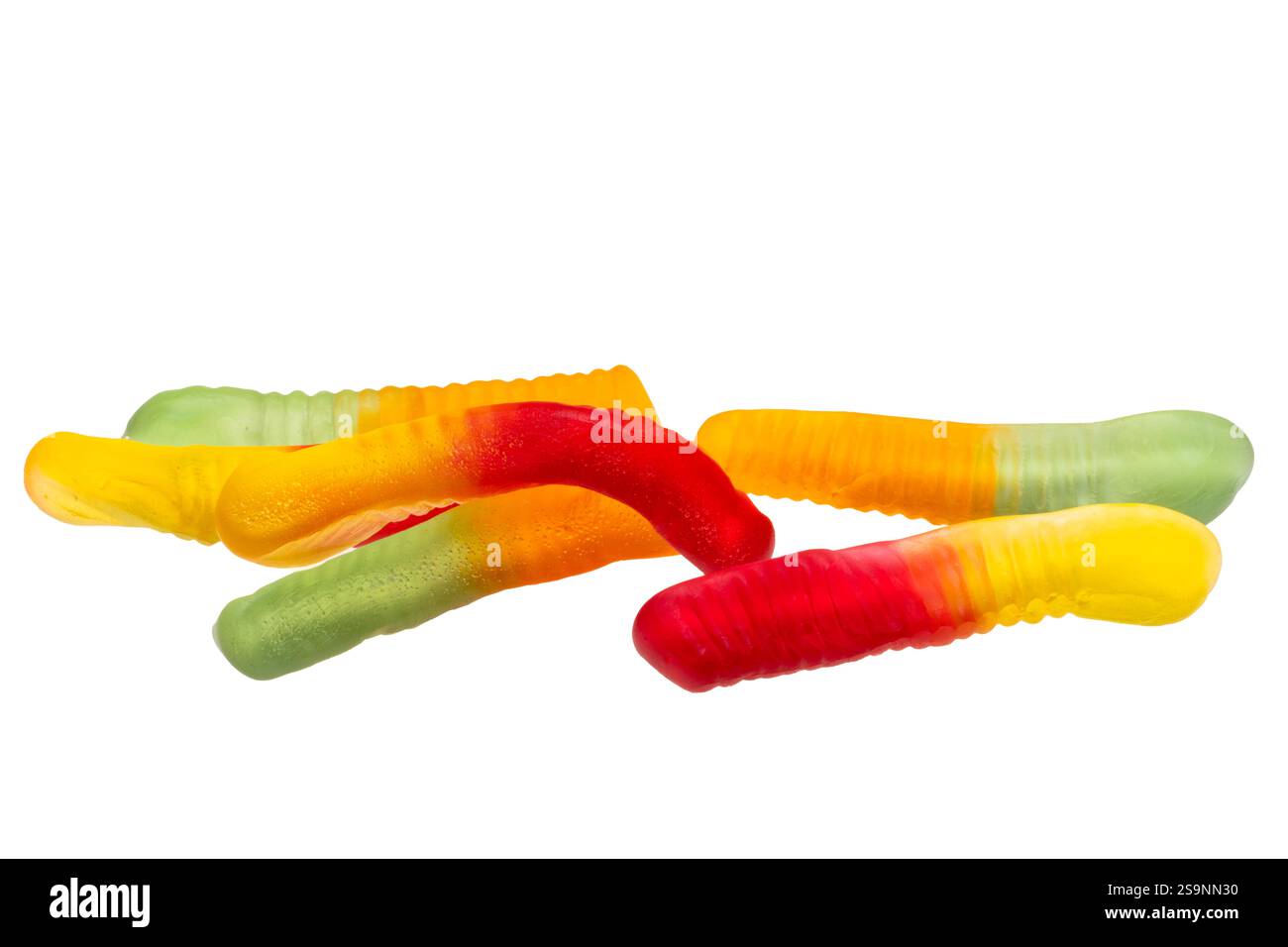 jelly worms isolated on white background Stock Photo