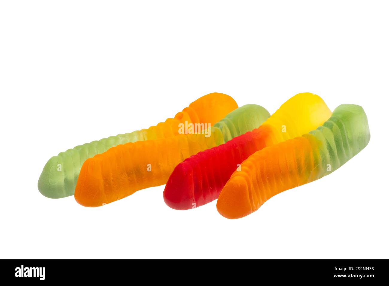 jelly worms isolated on white background Stock Photo
