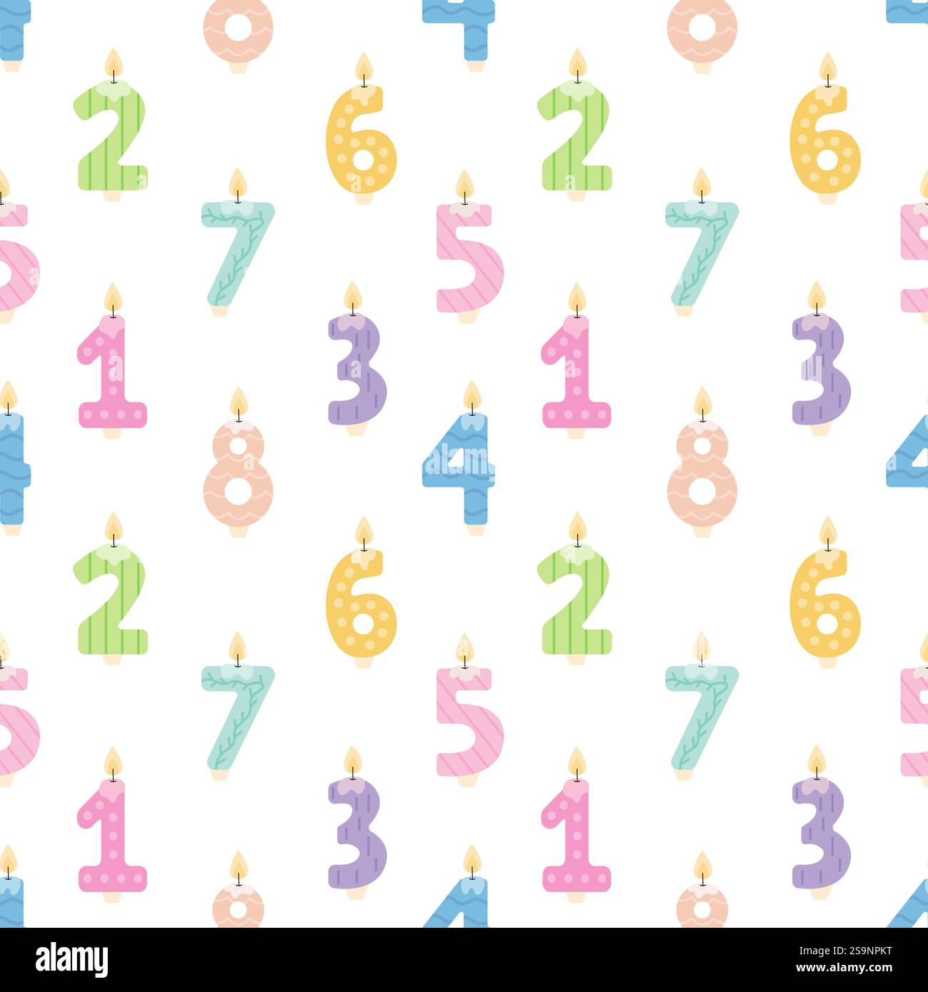 Candles numbers shape vector seamless pattern Stock Vector