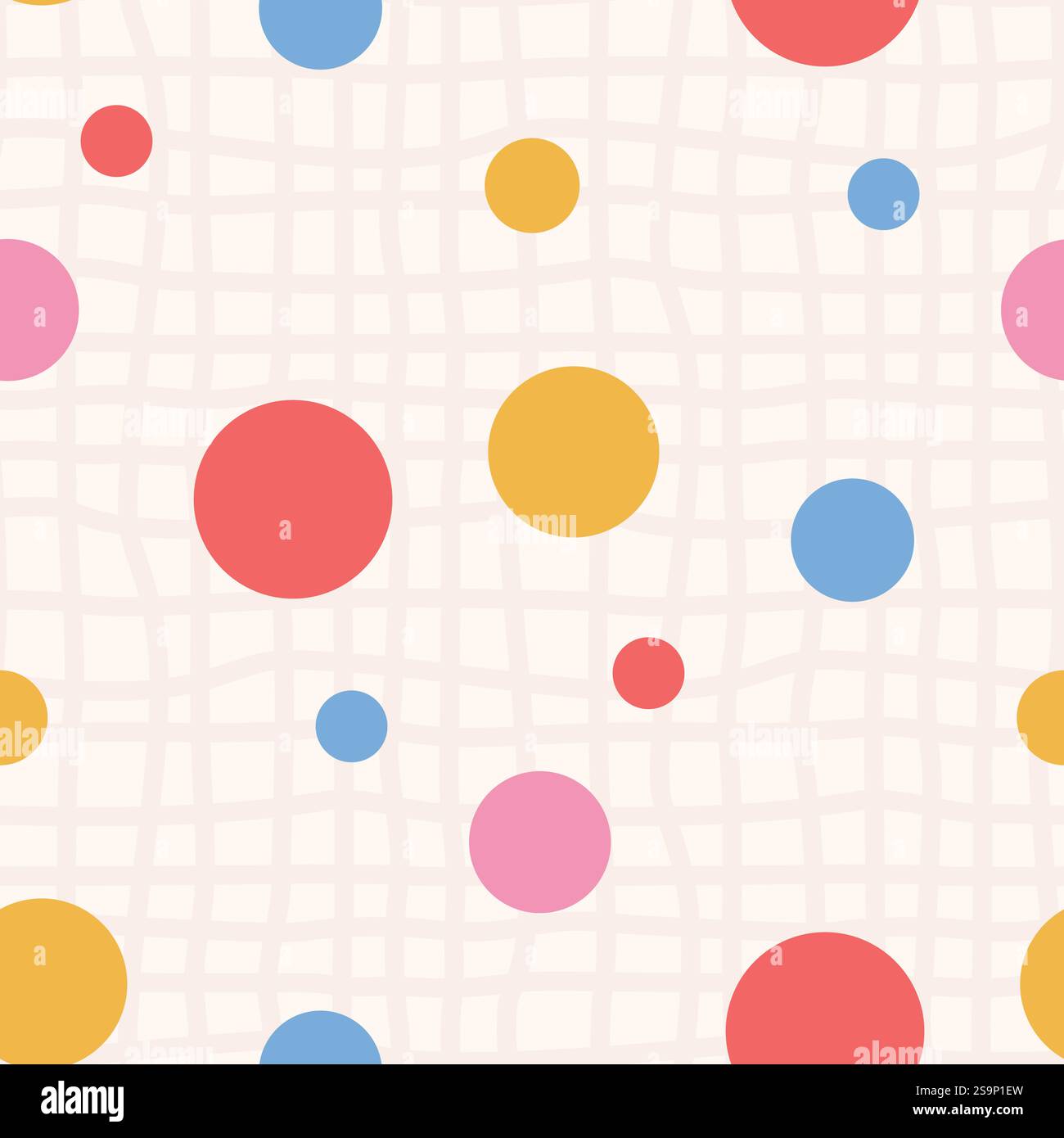 Polka dots seamless pattern. Circle confetti endless background. Birthday round elements repeat cover. Colorful chaotic spots continuous ornament. Sur Stock Vector