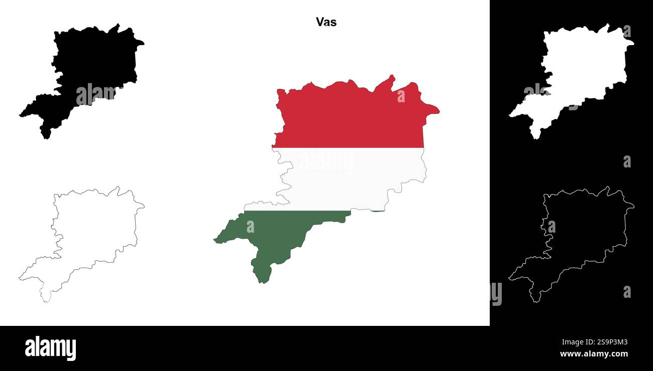 Vas county outline map set Stock Vector