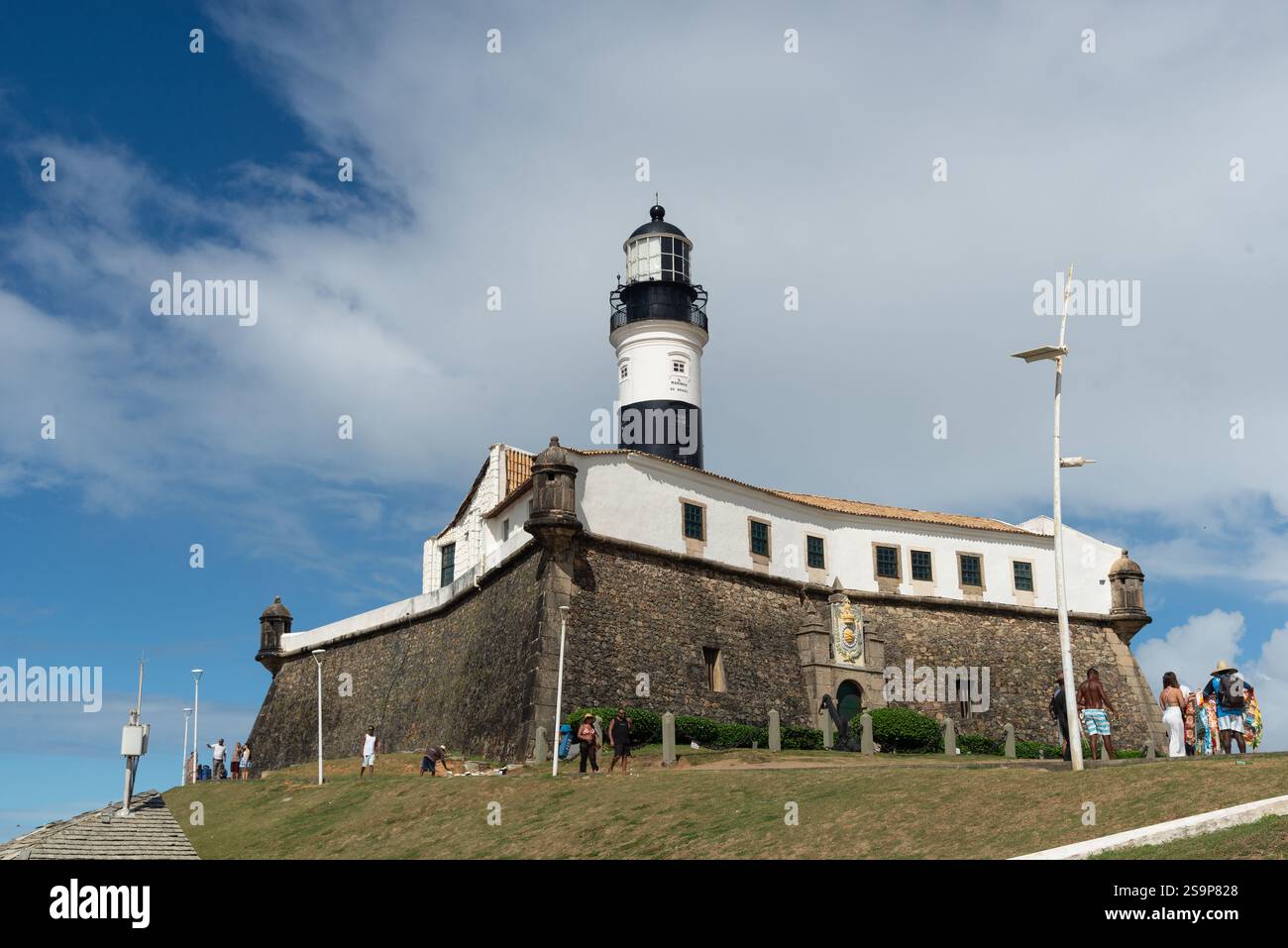 Salvador, Bahia, Brazil - January 24, 2025: View of the famous Barra Lighthouse in the city of Salvador, Bahia. Stock Photo