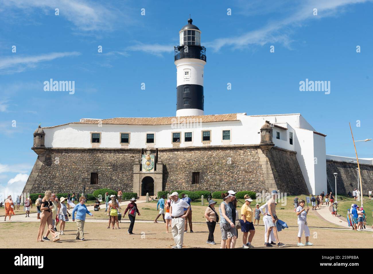 Salvador, Bahia, Brazil - January 24, 2025: Barra Lighthouse seen from the ground in the city of Salvador, Bahia. Stock Photo