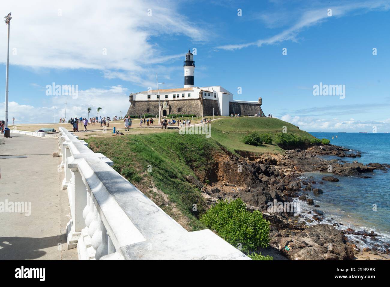Salvador, Bahia, Brazil - January 24, 2025: Barra Lighthouse seen from the ground in the city of Salvador, Bahia. Stock Photo