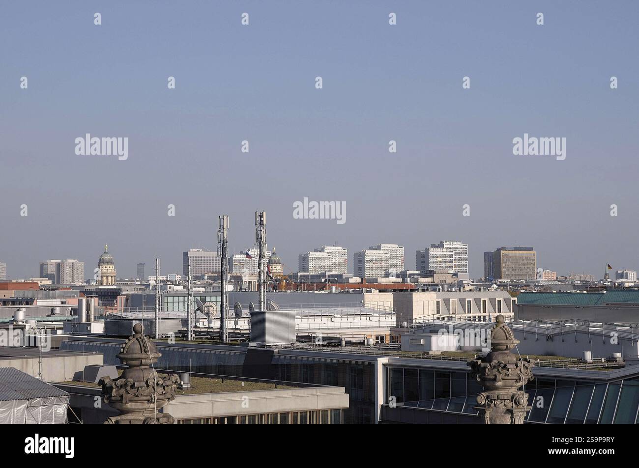 Modern city view of Berlin with several tall buildings, Berlin, Germany ...